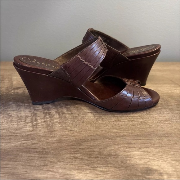 Cole Haan Air Huarache Slide Wedge Sandal Womens Size 6B Slip On Leather Carob - Picture 7 of 11